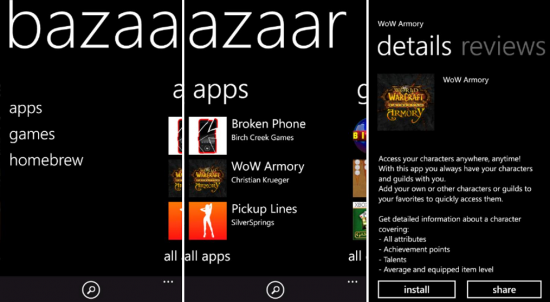 Arriva il market alternativo per Windows Phone: bazaar